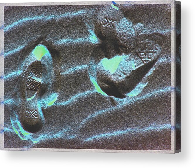 Footprints Acrylic Print featuring the photograph Footprints in the Sand by Feather Redfox