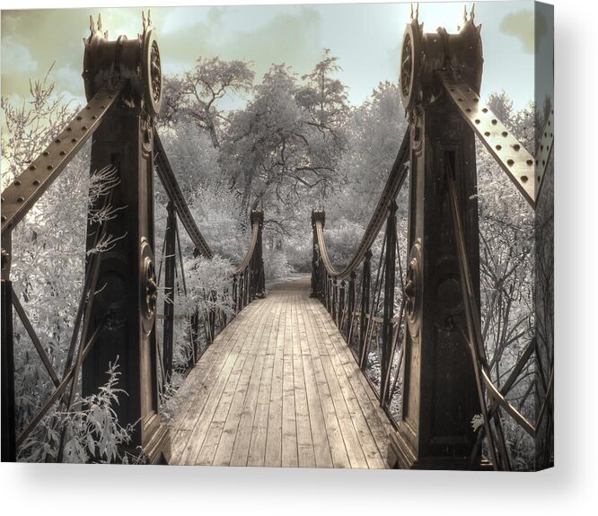 Forest Park Acrylic Print featuring the photograph Forest Park Victorian Bridge Saint Louis Missouri infrared by Jane Linders