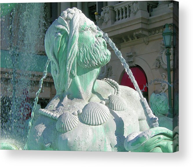 Sculptures Acrylic Print featuring the photograph Fountain Blue by Randy Rosenberger