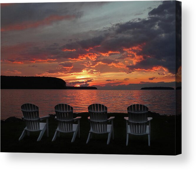 Four Acrylic Print featuring the photograph Four Chair Sunset by David T Wilkinson
