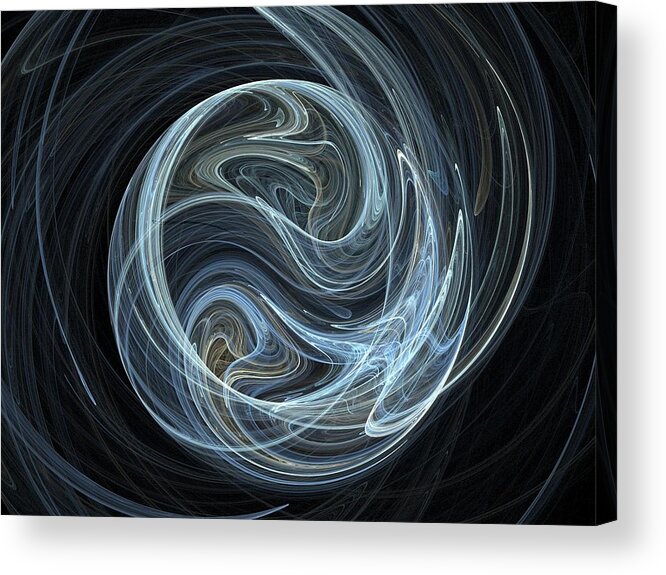 Abstract Acrylic Print featuring the digital art Fractal Ying Yang by Jaroslaw Grudzinski