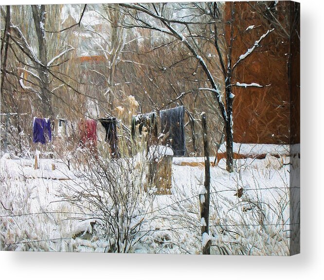 Frozen Acrylic Print featuring the photograph Frozen Laundry by Lou Novick