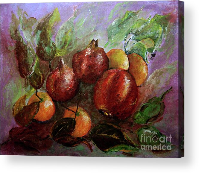 Fruits Acrylic Print featuring the painting Fruit Dance by Jasna Dragun