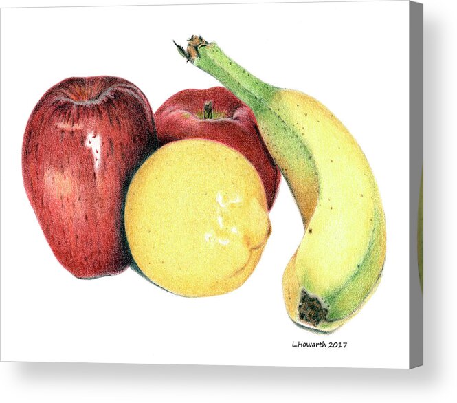 Fruit Acrylic Print featuring the drawing Fruit Medley by Louise Howarth