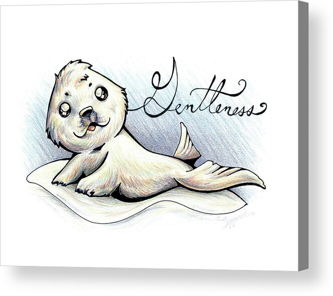 Nature Acrylic Print featuring the drawing Inspirational Animal SEAL by Sipporah Art and Illustration