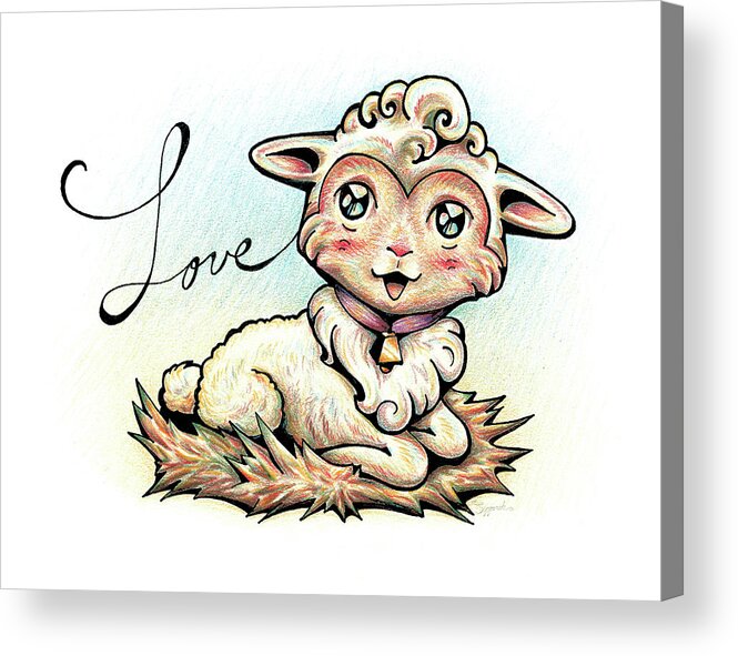 Nature Acrylic Print featuring the drawing Inspirational Animal LAMB by Sipporah Art and Illustration