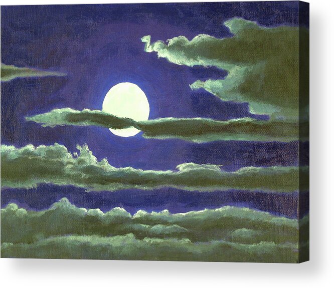 Night Acrylic Print featuring the painting Full Moon by Don Morgan