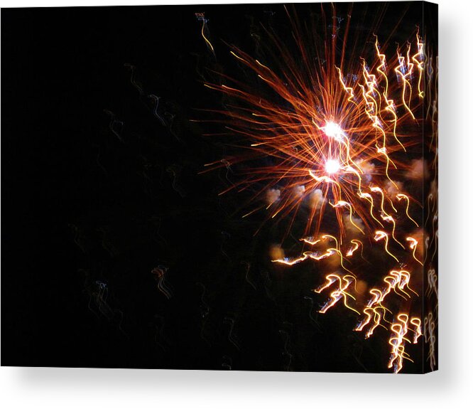Fireworks Acrylic Print featuring the photograph Fun with Fireworks 22 by Mary Bedy
