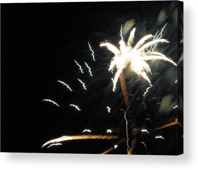 Fireworks Acrylic Print featuring the photograph Fun with Fireworks 9 by Mary Bedy