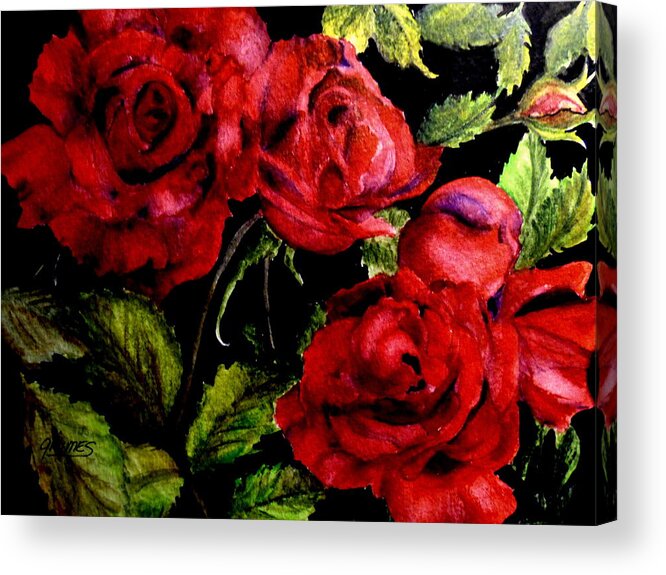 Roses Acrylic Print featuring the painting Garden Roses by Carol Grimes