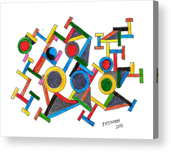 Abstract Images Acrylic Print featuring the drawing Geometric Fun by Paul Meinerth