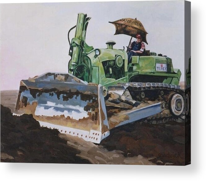 358 Acrylic Print featuring the painting George and His Dozer by Phil Chadwick