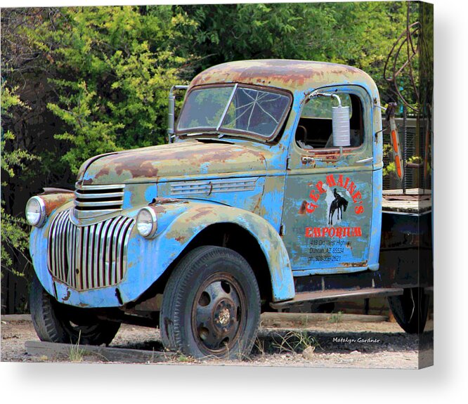  Acrylic Print featuring the photograph Geraine's Blue Truck by Matalyn Gardner