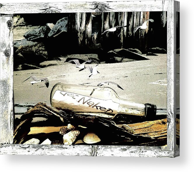 Message In Bottle Acrylic Print featuring the painting Get Naked by Virginia Bond