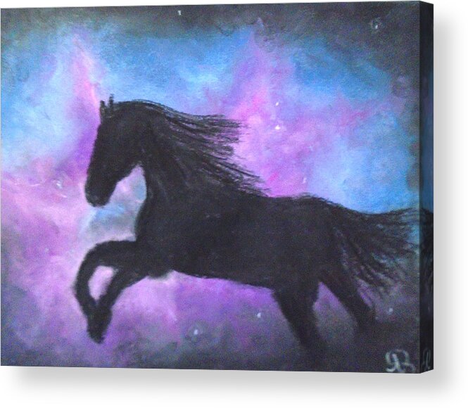 Horse Acrylic Print featuring the painting Glactic Trott by Jen Shearer