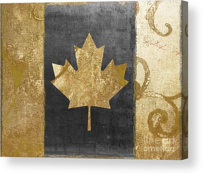 Canada Acrylic Print featuring the painting Glamour Gold Canada Flag by Mindy Sommers
