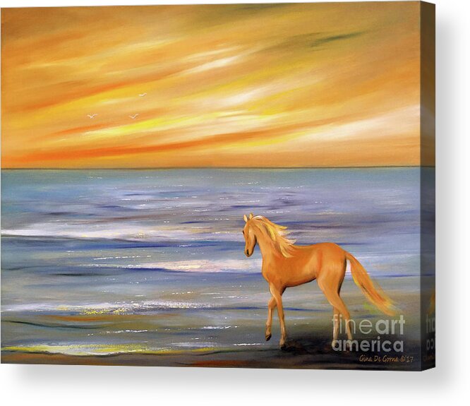 Gold Acrylic Print featuring the painting Gold and Silver by Gina De Gorna
