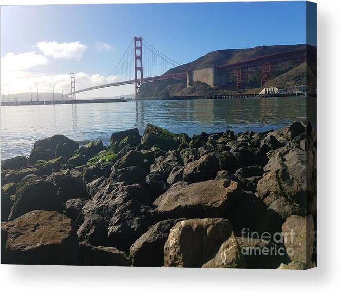 Golden Gate Bridge Acrylic Print featuring the photograph Golden Gate Bridge New Year's Eve Daytime by Artist Linda Marie