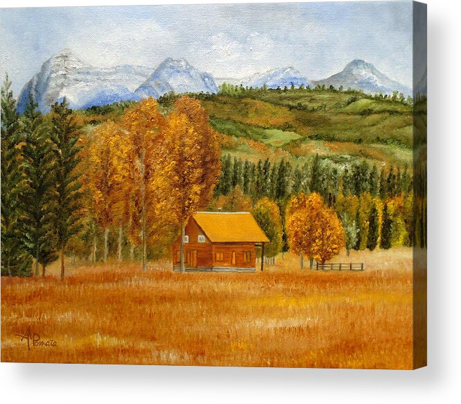 Autumn Acrylic Print featuring the painting Golden Season by Angeles M Pomata