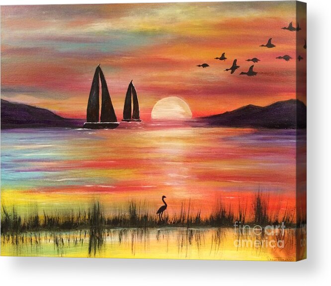Sunset Acrylic Print featuring the painting Good Eveving by Denise Tomasura