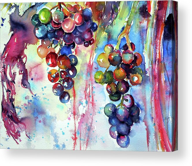 Autumn Acrylic Print featuring the painting Grapes cd by Kovacs Anna Brigitta