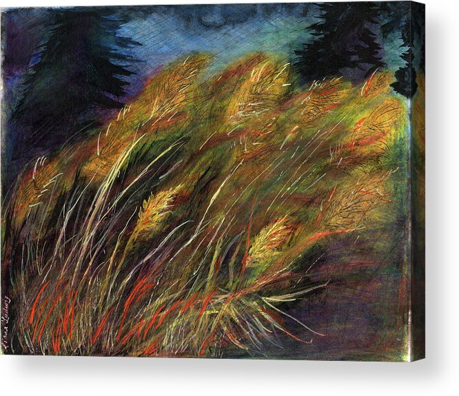 Grass Acrylic Print featuring the painting Grasses by Diana Ludwig