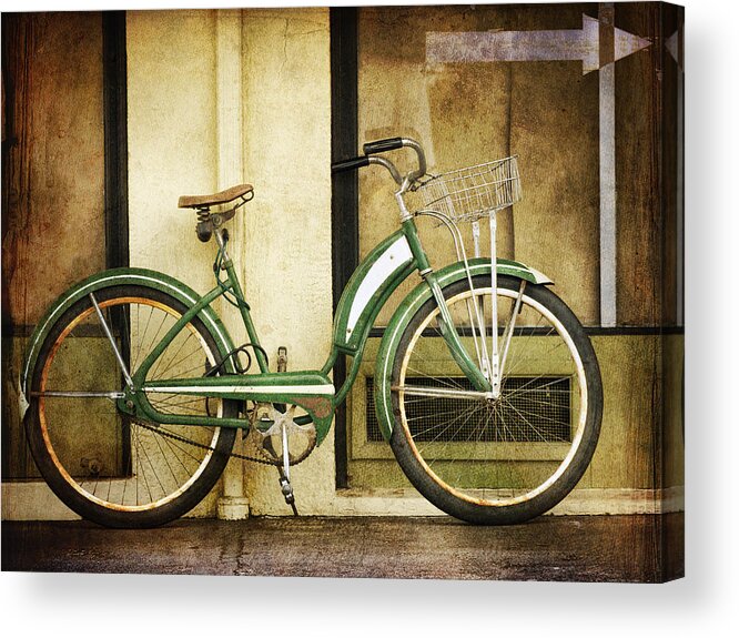 Bike Acrylic Print featuring the photograph Green Bicycle by Carol Leigh