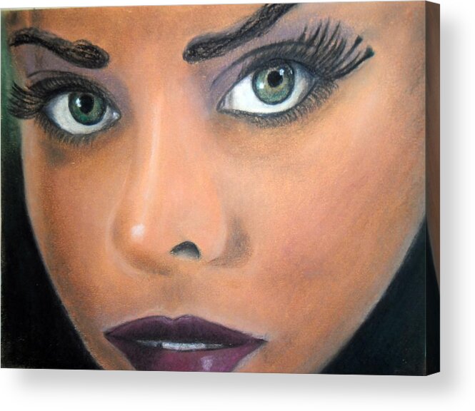  Acrylic Print featuring the pastel Green eyes by Vesna Martinjak