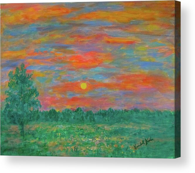 Green Meadow Paintings For Sale Acrylic Print featuring the painting Green Meadow Mist by Kendall Kessler