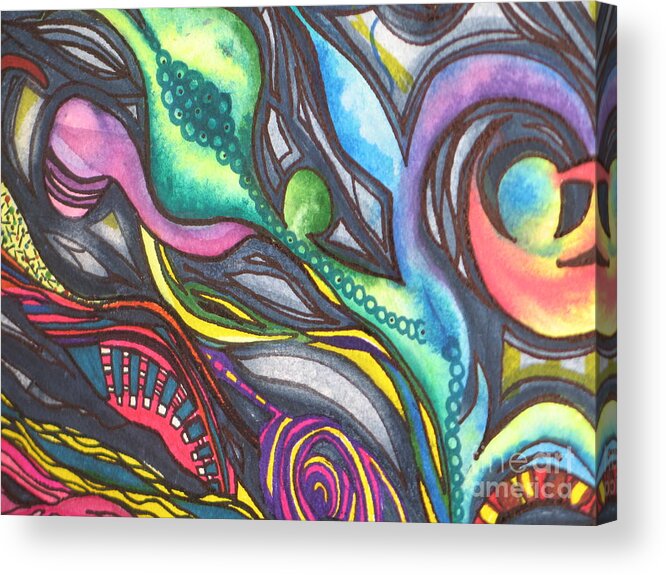 Fine Art Painting Acrylic Print featuring the painting Groovy Series Titled My Hippy Days by Chrisann Ellis