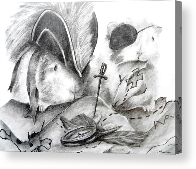 Guinea Pigs Acrylic Print featuring the drawing Guinea pirates by Meagan Visser