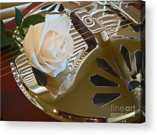Wall Art Acrylic Print featuring the photograph Guitar and Rose 1 by Kelly Holm