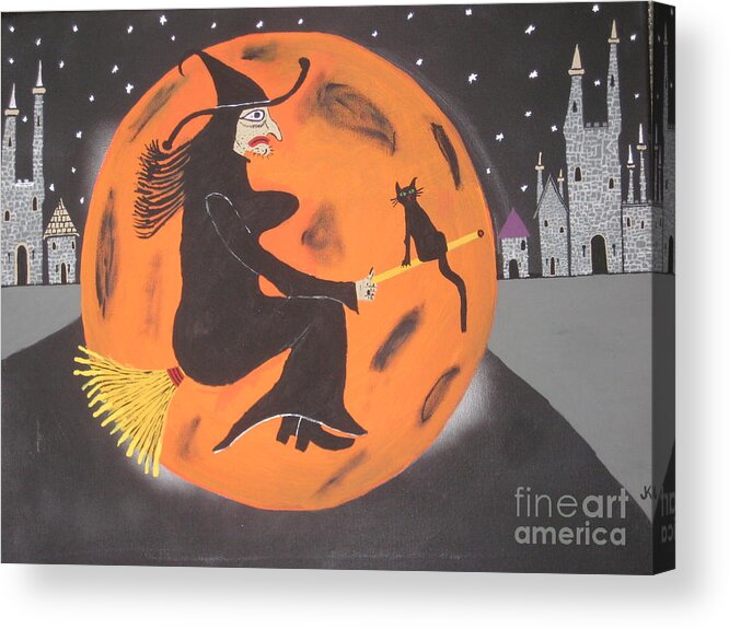 Halloween Acrylic Print featuring the painting Halloween Night At Disneyland by Jeffrey Koss