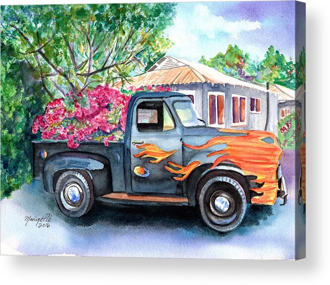 Hanapepe Acrylic Print featuring the painting Hanapepe Truck 2 by Marionette Taboniar