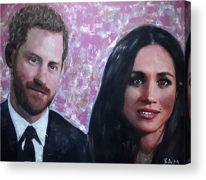 Royal Family Acrylic Print featuring the painting Harry and Megan by Sam Shaker