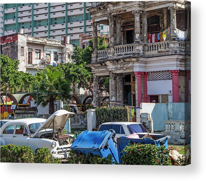 Charles Harden Havana Cuba Vintage Cars Ruins Chevy Laundry Modern Old Acrylic Print featuring the photograph Havana Cuba by Charles Harden