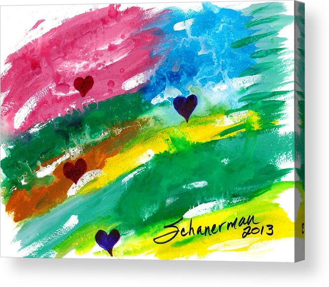 Watercolor Art Acrylic Print featuring the painting heARTs Of The Sea by Susan Schanerman