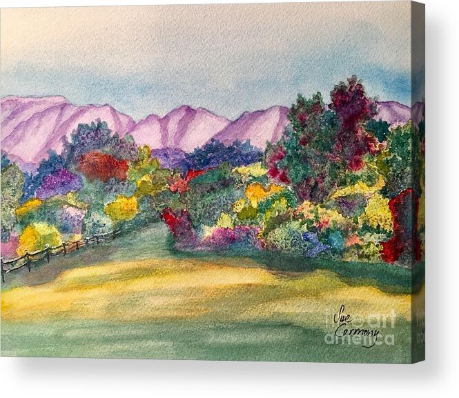 Mountains Acrylic Print featuring the painting Heavenly Gardens by Sue Carmony