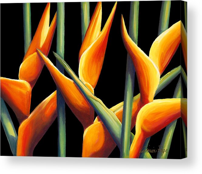 Hanging Heliconia Acrylic Print featuring the painting Heliconia by Victoria Page