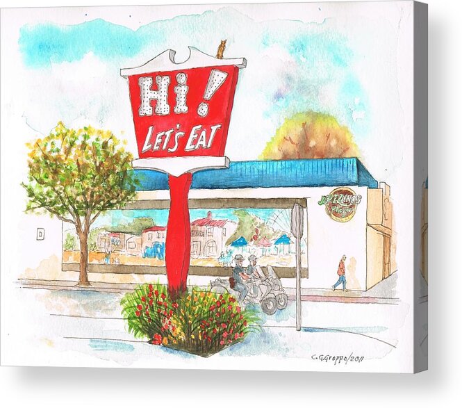 Coffee Shop Acrylic Print featuring the painting Hi Lets Eat Coffee Shop in Lompoc, California by Carlos G Groppa