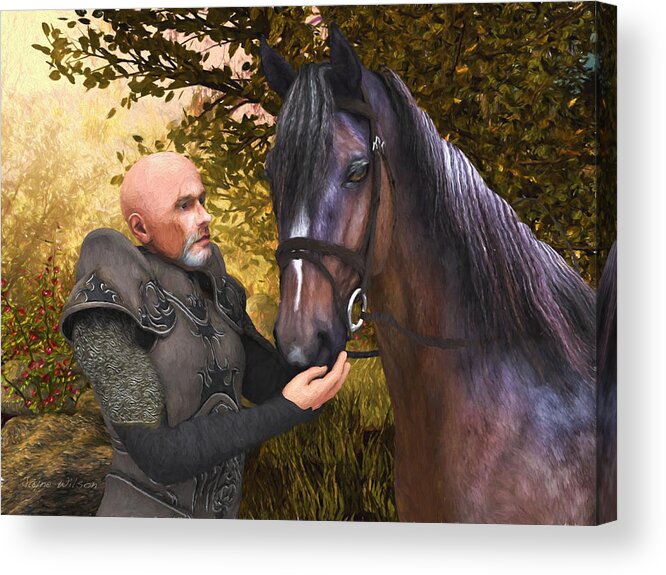 Noble Steed Acrylic Print featuring the digital art His Noble Steed by Jayne Wilson