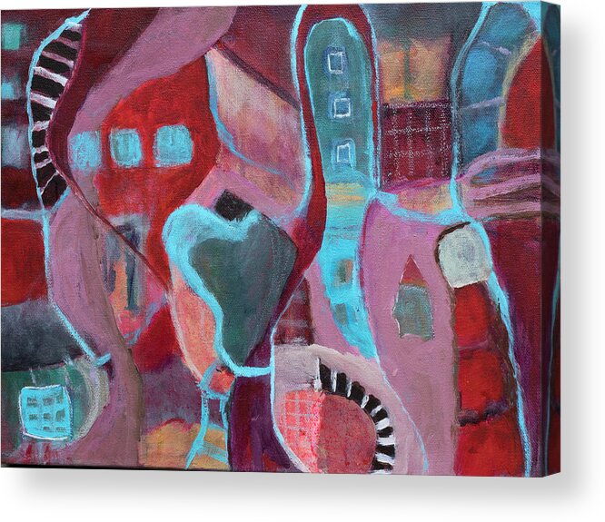 Painting Acrylic Print featuring the painting Holiday Windows by Susan Stone