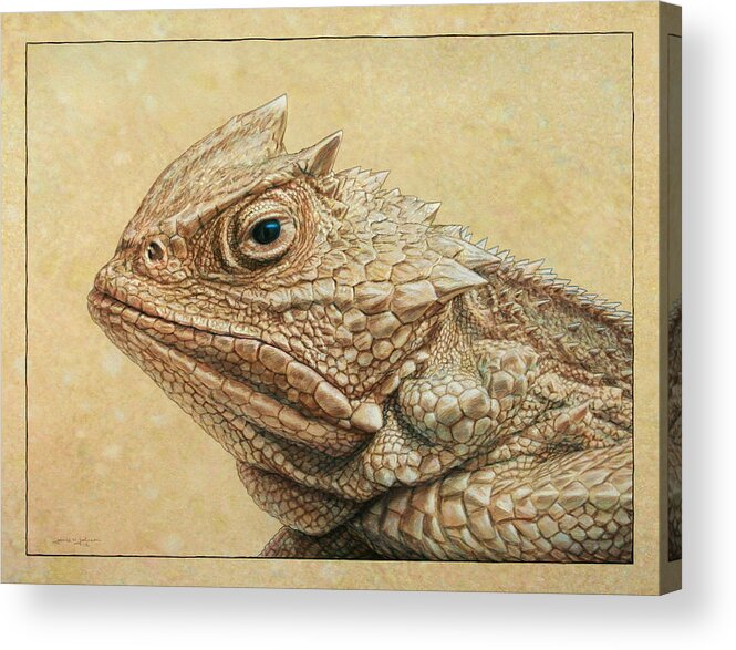 Horned Toad Acrylic Print featuring the painting Horned Toad by James W Johnson