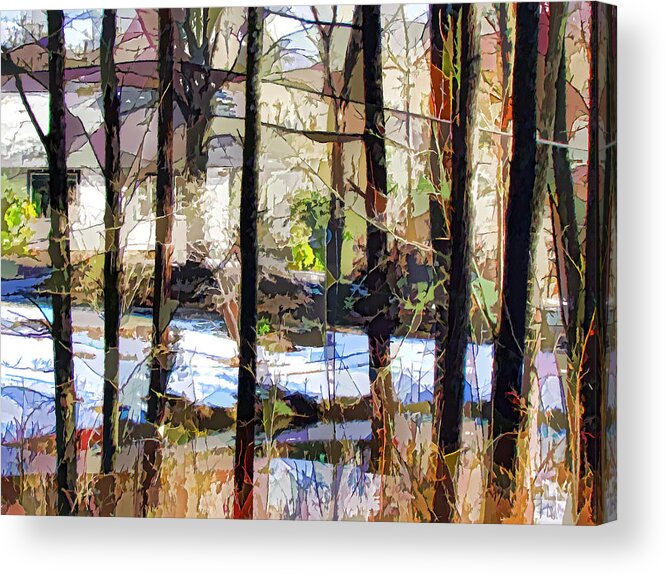 House Surrounded By Trees Acrylic Print featuring the painting House Surrounded By Trees 2 by Jeelan Clark