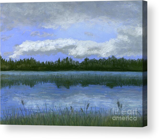 Landscape Acrylic Print featuring the pastel Hummel Lake View by Ginny Neece