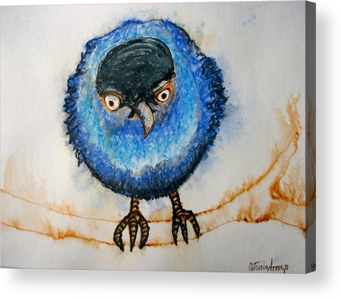 Birds Acrylic Print featuring the painting I am not going to take it anymore. by Patricia Arroyo