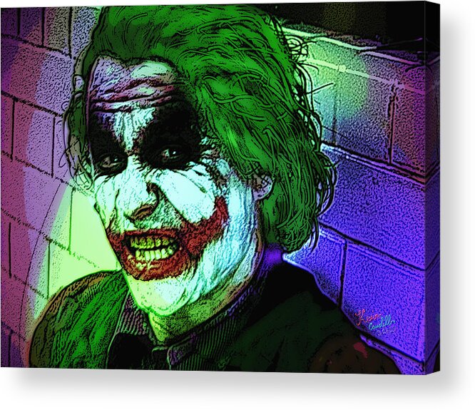 Joker Acrylic Print featuring the mixed media Joker by Kevin Caudill