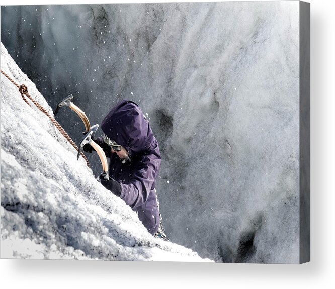 Action Acrylic Print featuring the photograph Ice Climbing by Menno Visser