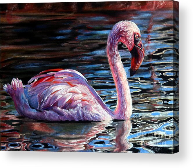 Flamingo Acrylic Print featuring the painting Imposter by Lachri