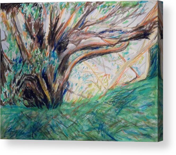 In The Shade Of The Sycamore Tree Near Ashdod Acrylic Print featuring the painting In the Shade of the Sycamore Tree near Ashdod by Esther Newman-Cohen